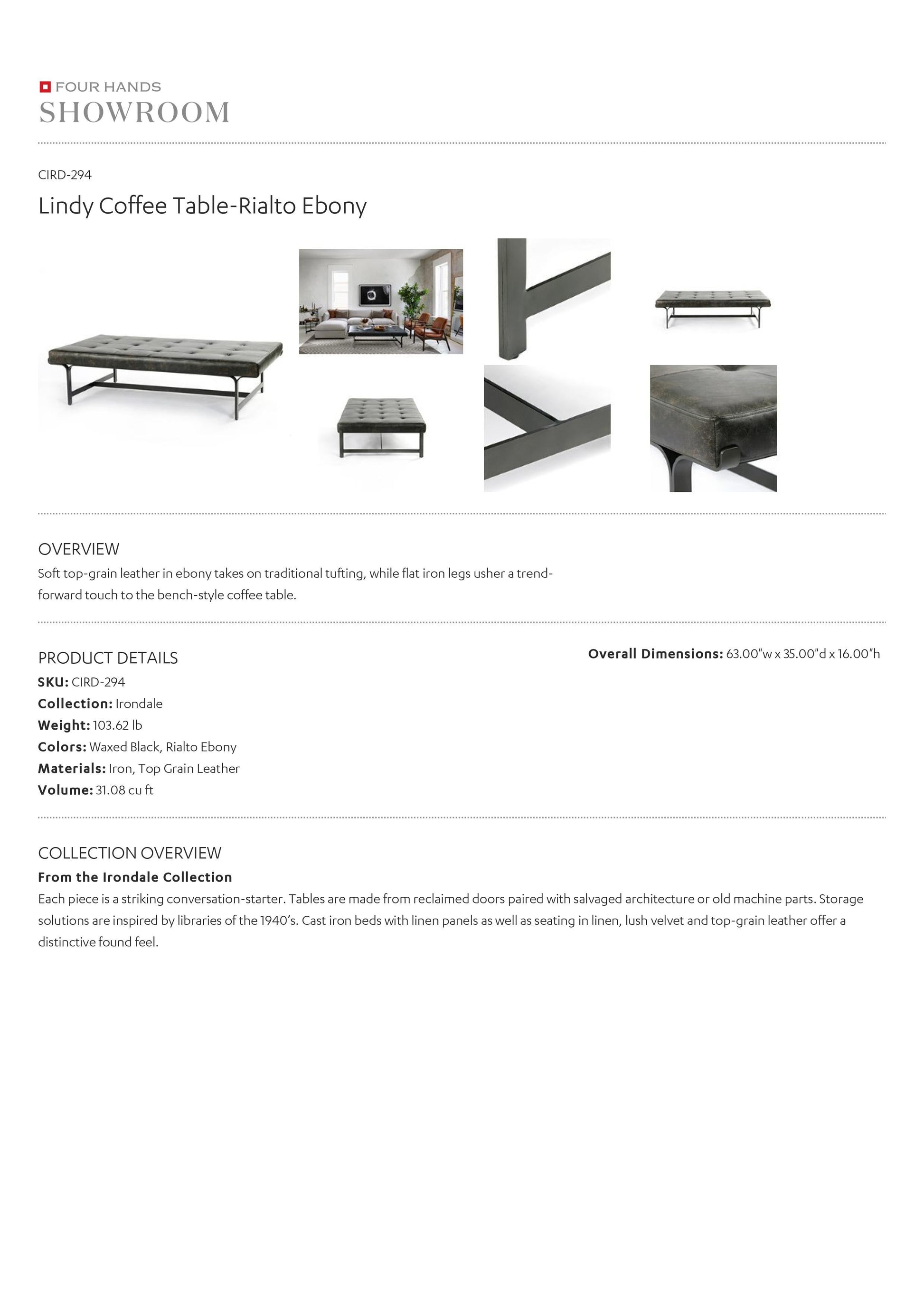 four hands lindy coffee table tearsheet