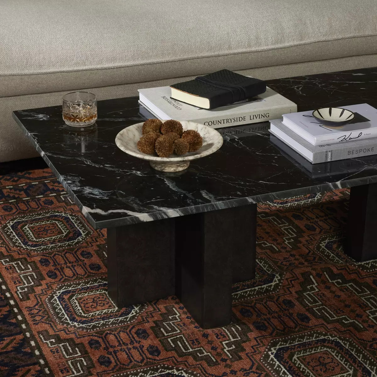 four hands terrell coffee table black lifestyle