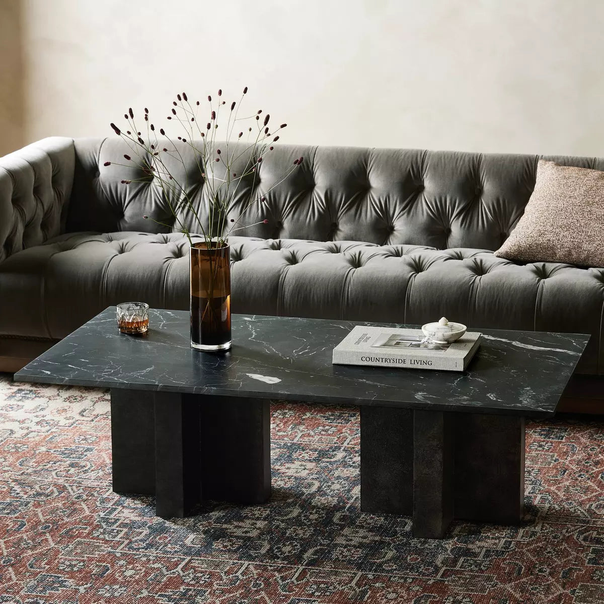 four hands terrell coffee table black styled