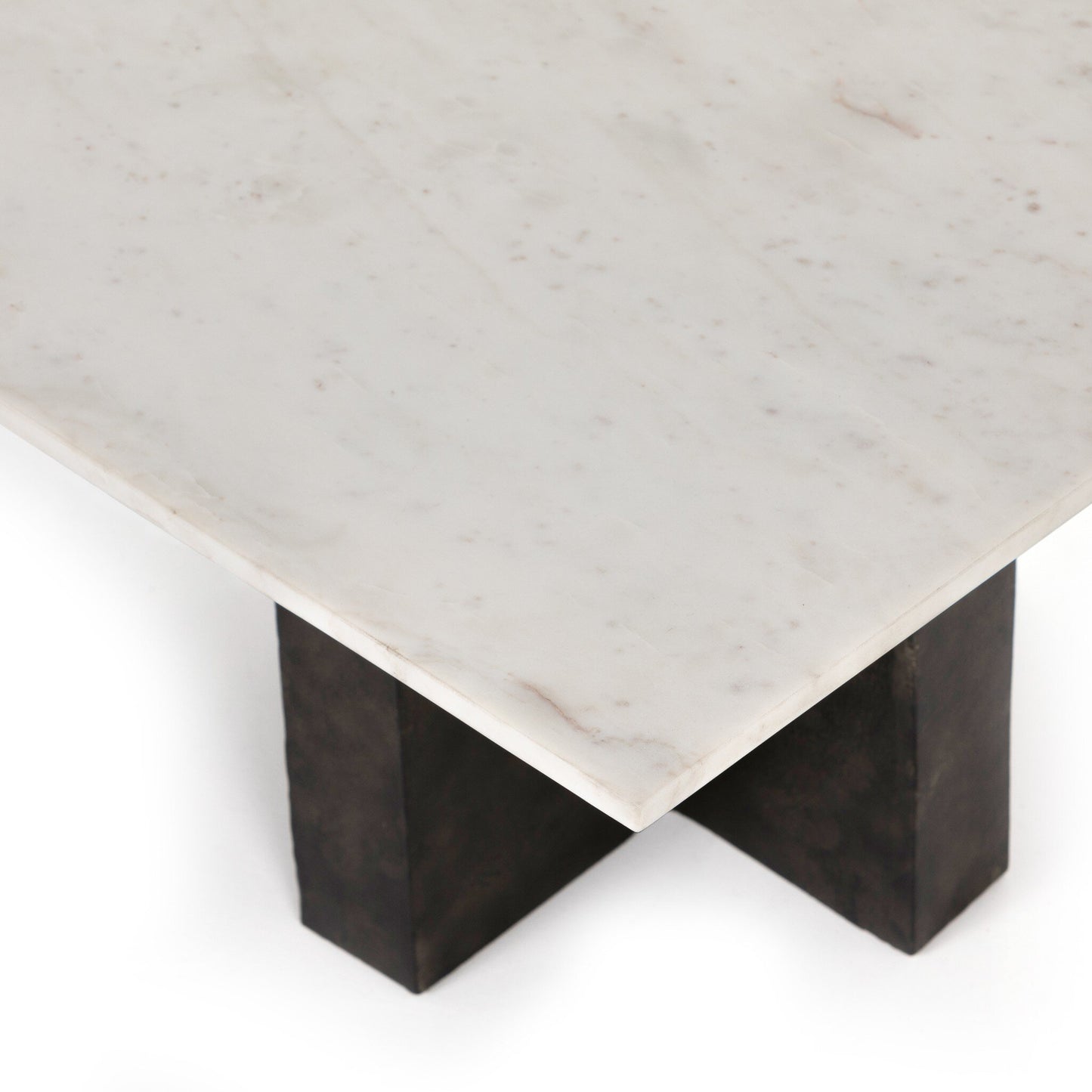 four hands terrell coffee table white marble corner