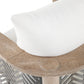 Wooden stool with a white cushion on a white background