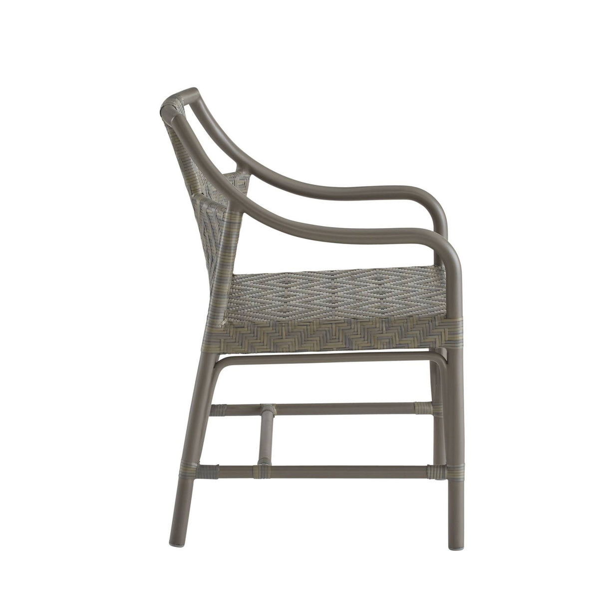 Gray wicker chair on a white background