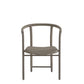 Gray chair with woven seat on a white background