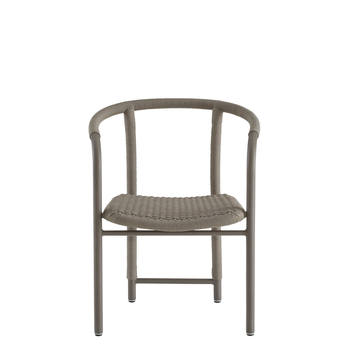 Gray chair with woven seat on a white background