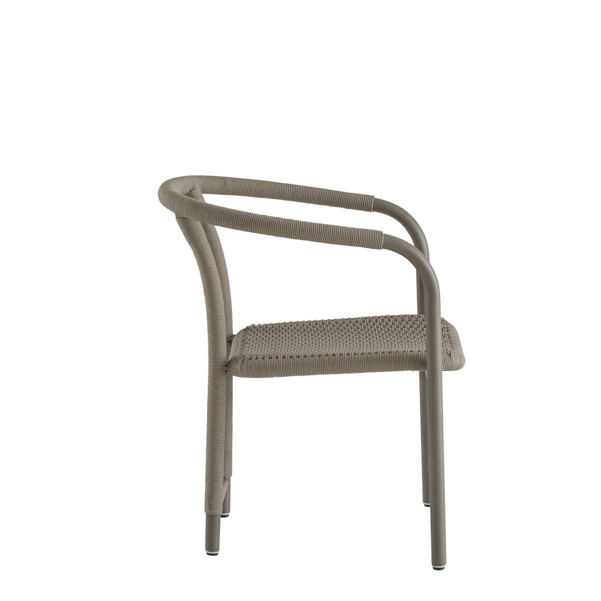 Beige chair with woven design on a white background