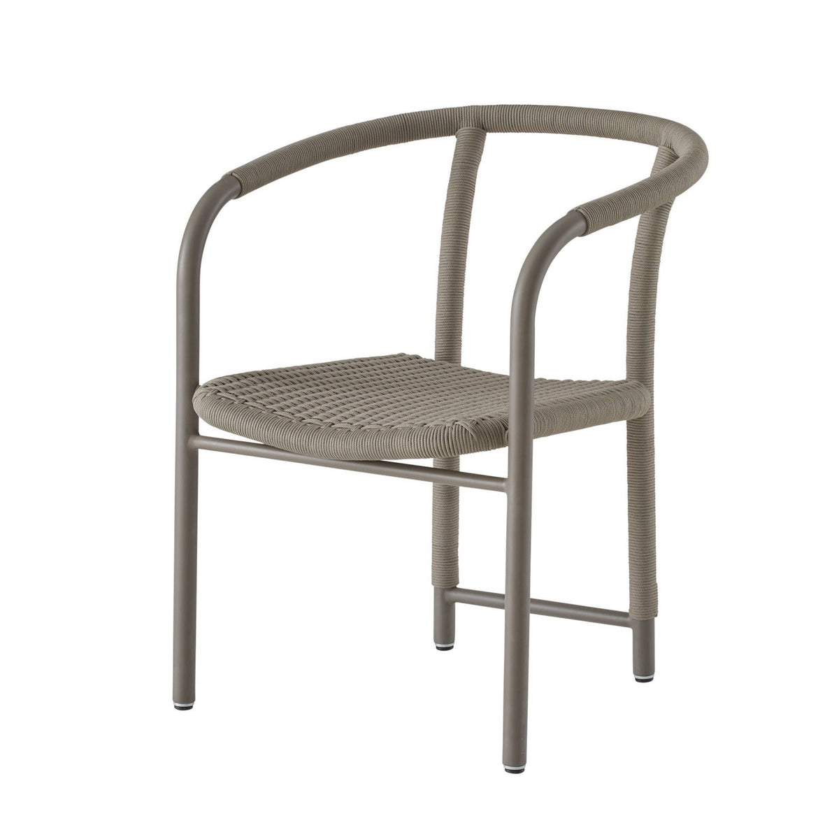 Gray chair with woven seat on a white background