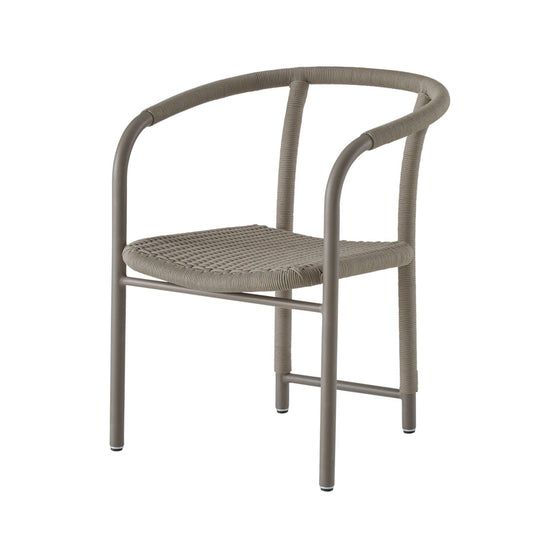 Gray chair with woven seat on a white background