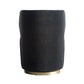 Gray cylindrical stool with gold base on a white background
