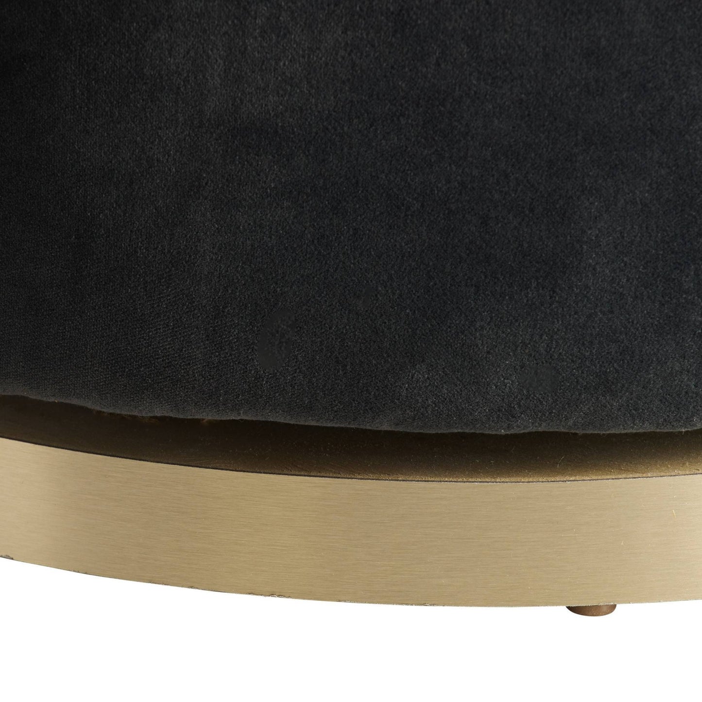 Dark gray cushioned stool with a gold base on a white background