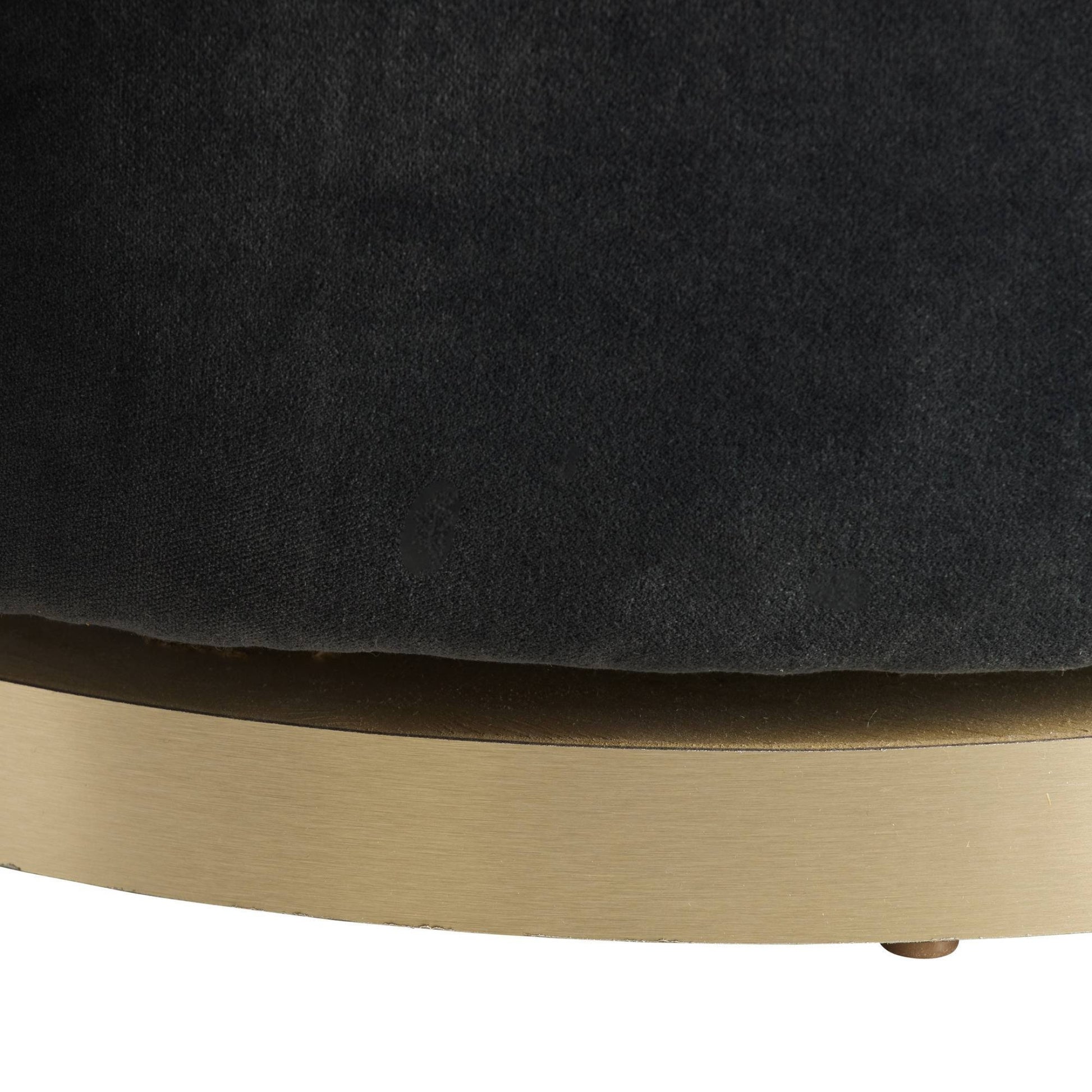 Dark gray cushioned stool with a gold base on a white background