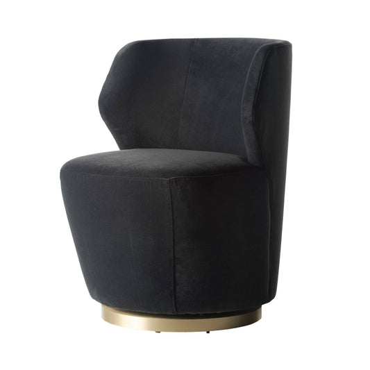 Dark Gray swivel chair with gold base on a white background