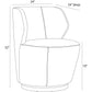 Line drawing of a chair with dimensions labeled