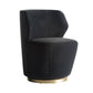 Gray swivel chair with gold base on a white background