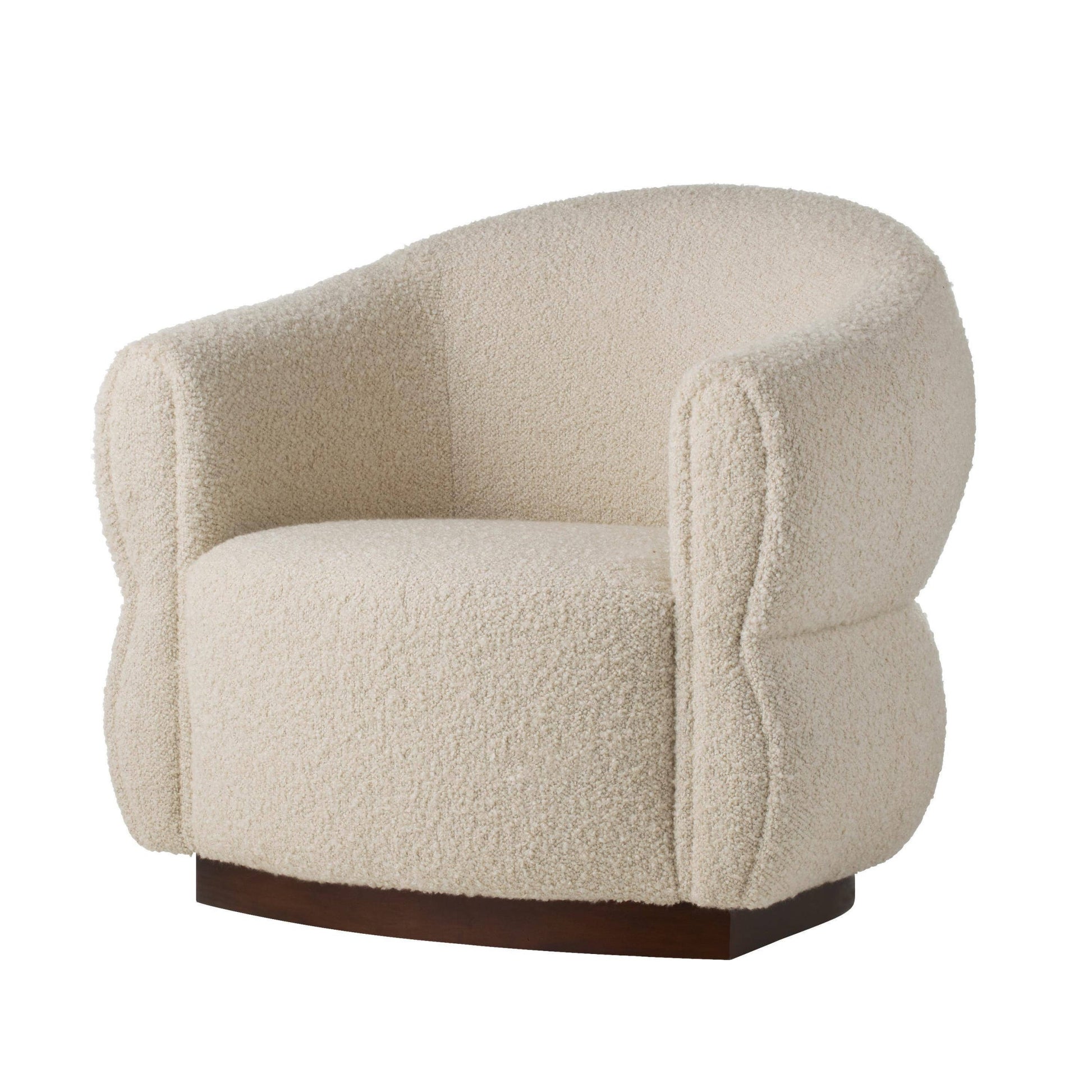 Beige armchair with a textured surface on a white background
