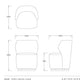 Technical drawing of a chair with dimensions labeled, featuring the brand 'Arteriors'.