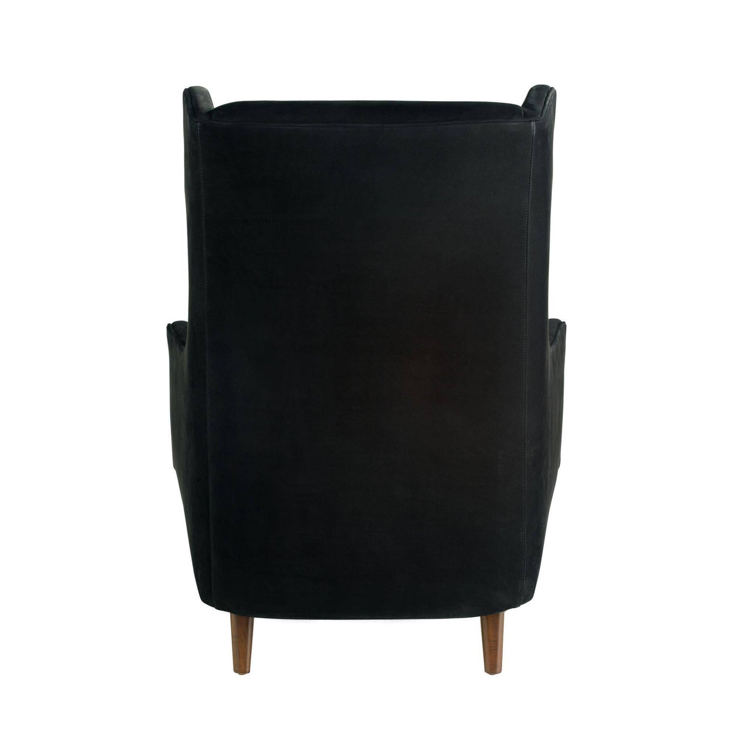 Black armchair with wooden legs on a white background