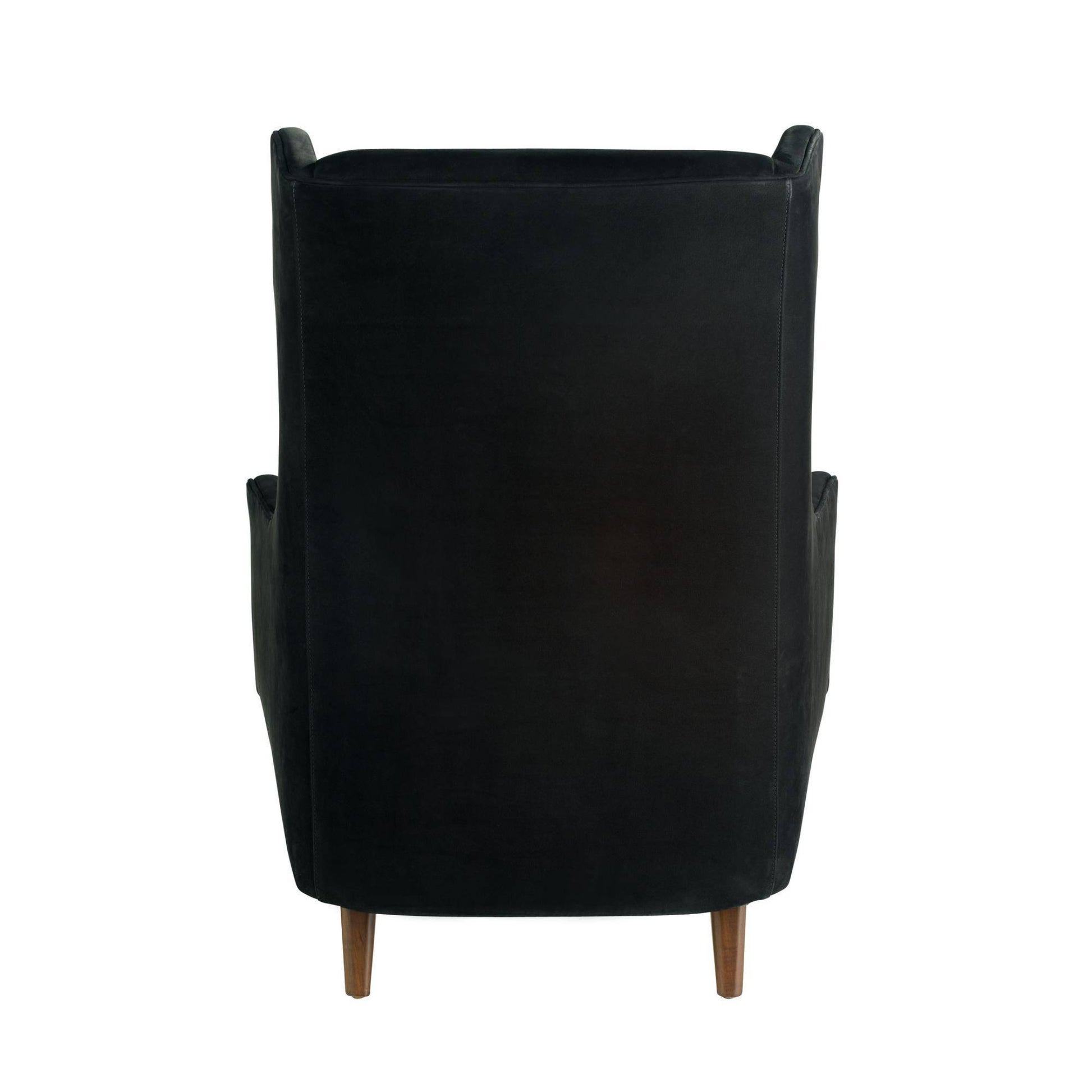 Black armchair with wooden legs on a white background