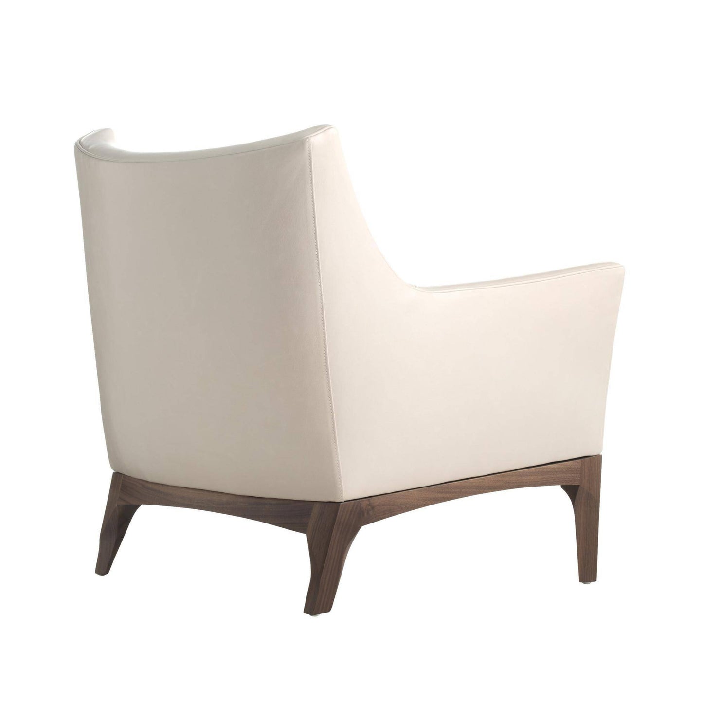 Modern chair with a beige cushion and wooden legs on a white background