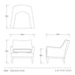 Technical drawing of a Ferguson chair with dimensions labeled, featuring the brand 'Arteriors'.