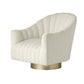 Striped armchair with a gold base on a white background