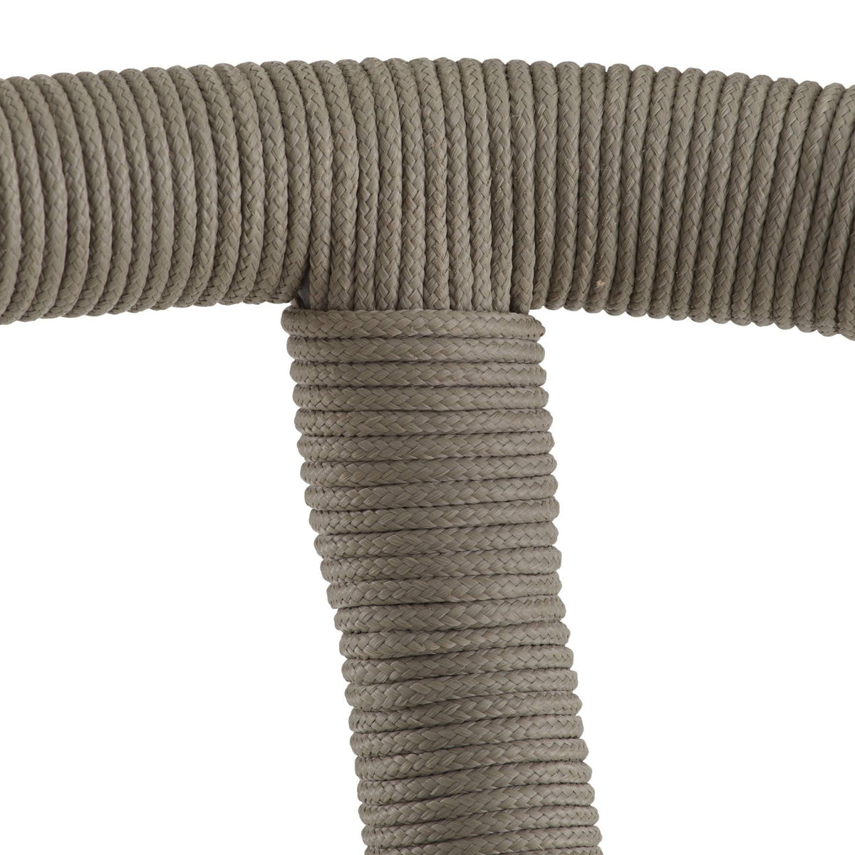 Close-up of a beige rope chair with a white background