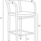 Line drawing of a chair with dimensions labeled