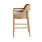 Chair with woven backrest and wooden frame on a white background