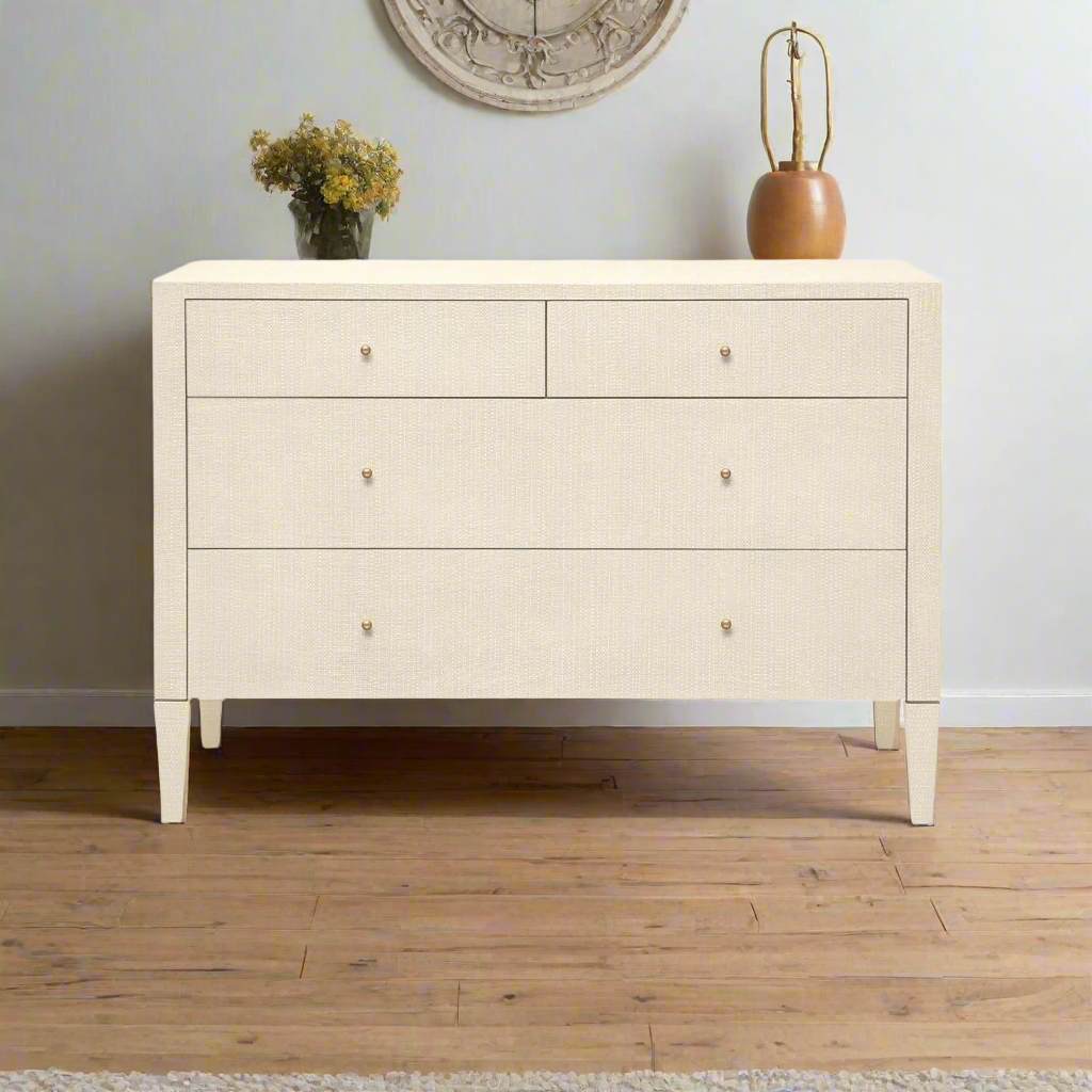 Conrad Faux Raffia Dresser in Off-White Conrad Faux Raffia Dresser in Off-White