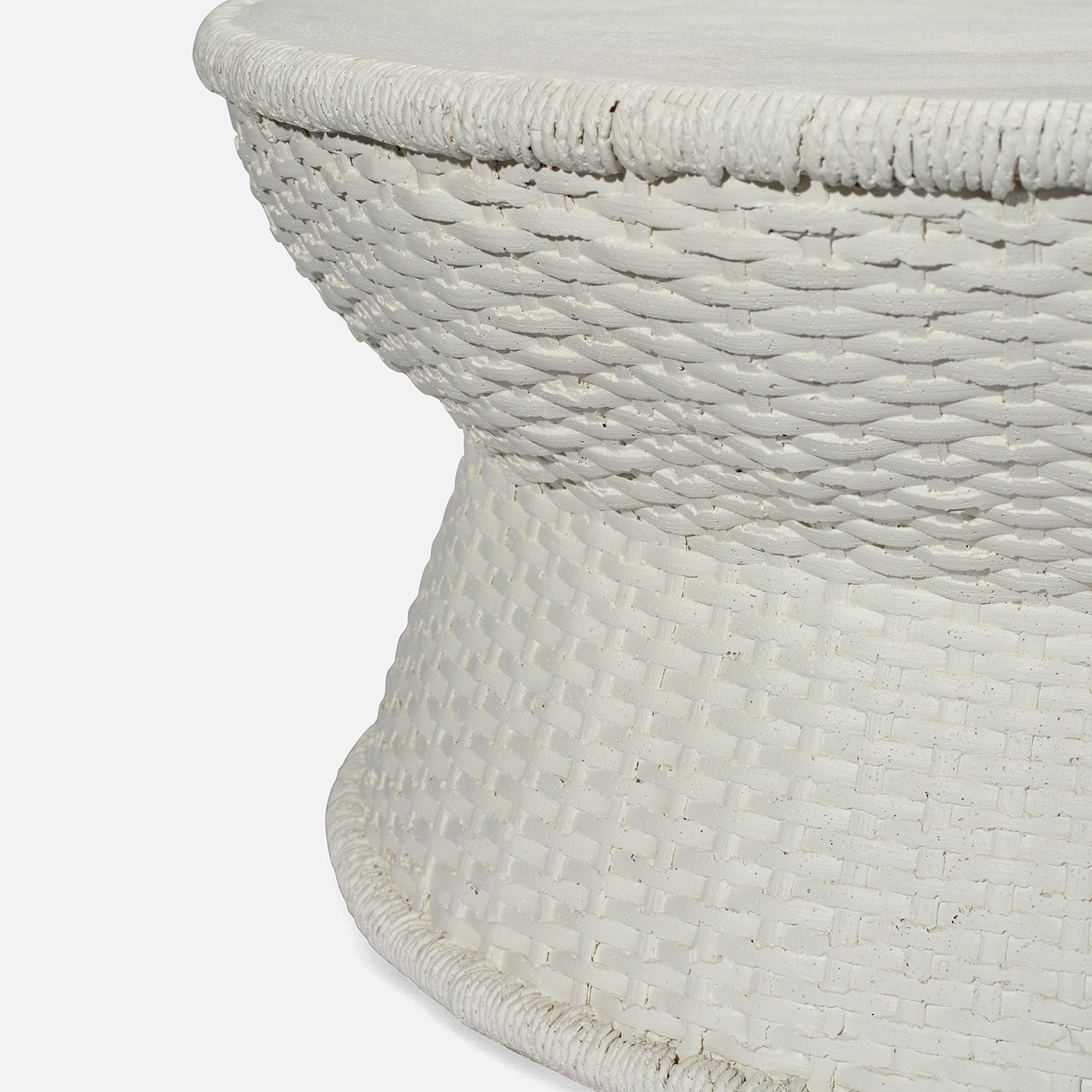 White textured coffee table on a light gray background