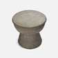 Round woven stool on a white background