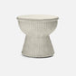 Woven side table on a white background