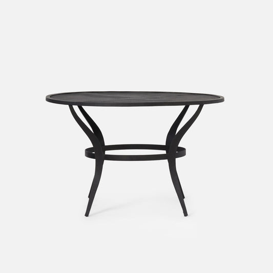 Black round table on a white background
