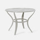 Round metal outdoor table on a white background