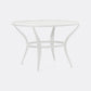 White round table on a light gray background