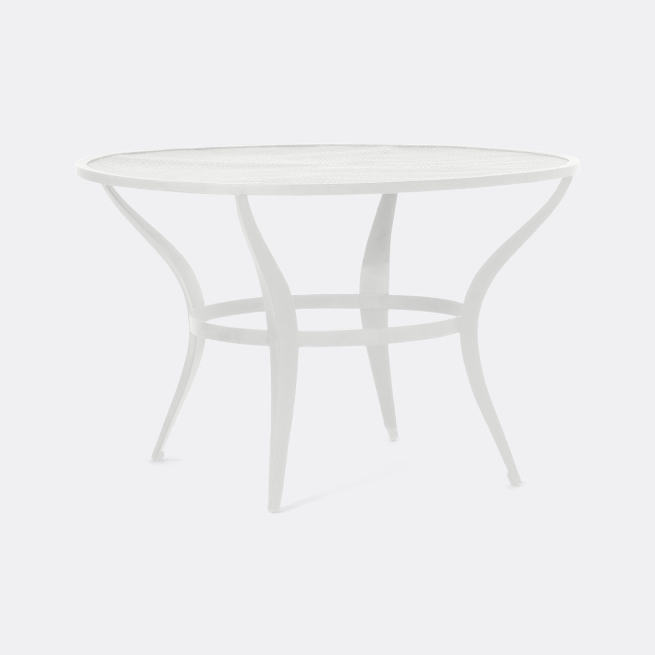 White round table on a light gray background