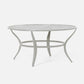Round metal outdoor table on a white background