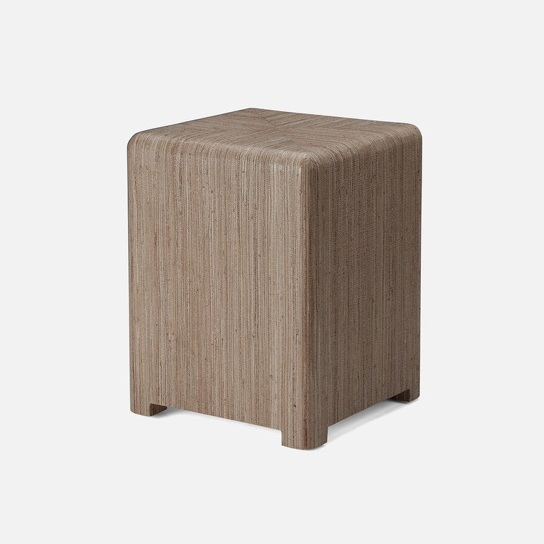 Wooden cube stool on a white background