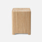 Wooden stool with a natural finish on a white background
