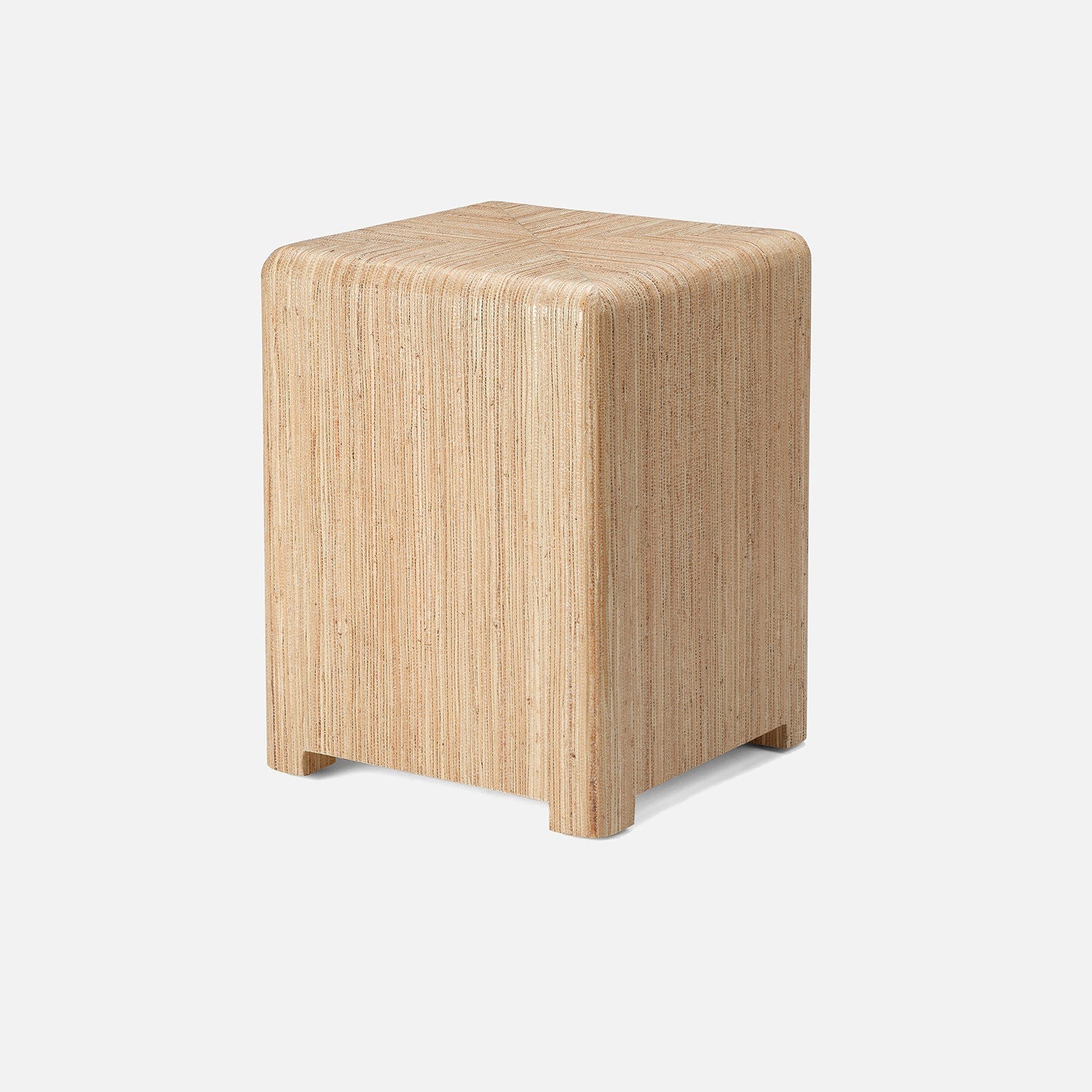 Wooden cube stool on a white background