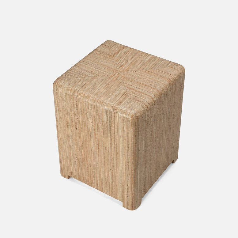Wooden cube stool on a white background