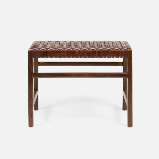 Brown woven bench on a white background