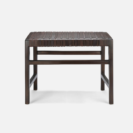 Woven wooden bench on a white background