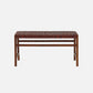 Woven bench with wooden frame on a white background