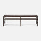Brown woven outdoor bench on a white background