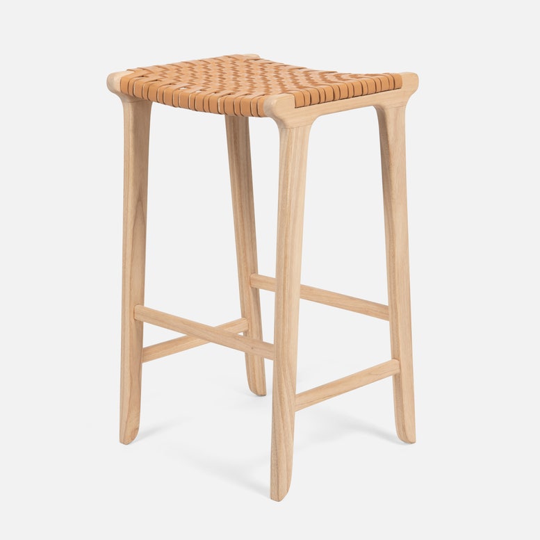 Percy Counter and Bar Stool Tan Leather
