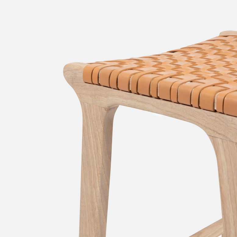 Percy Counter and Bar Stool Tan Leather