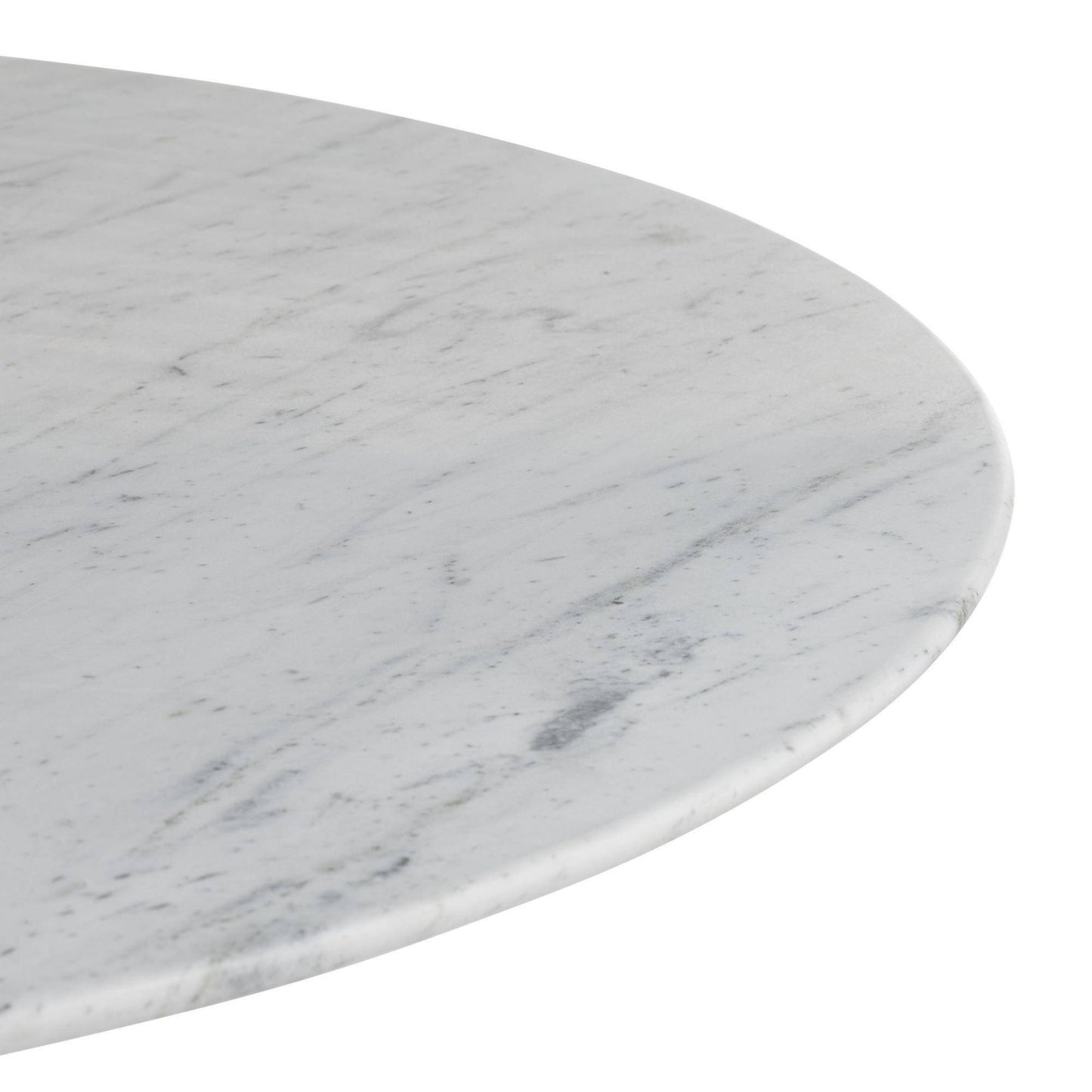 Round marble table top with gray and white marbled pattern on a white background
