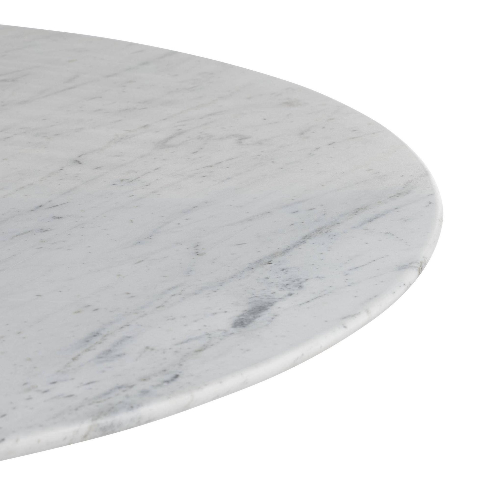 Round marble table top with gray and white marbled pattern on a white background