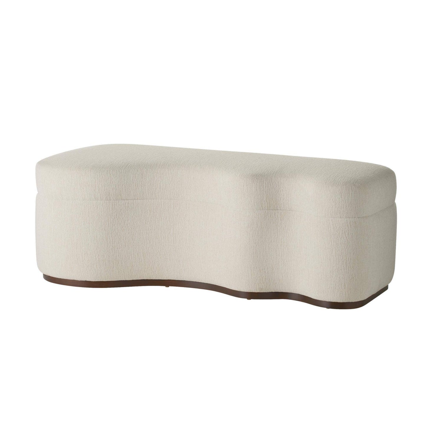Beige ottoman with a wavy design on a white background