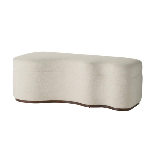 Beige ottoman with a wavy design on a white background